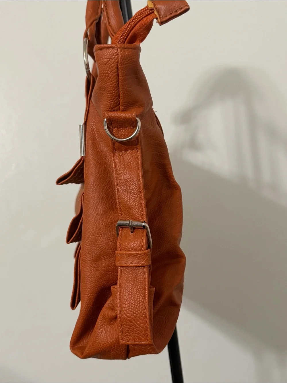 Women’s Burnt Orange Shoulder Bag with Stitched Strap Details